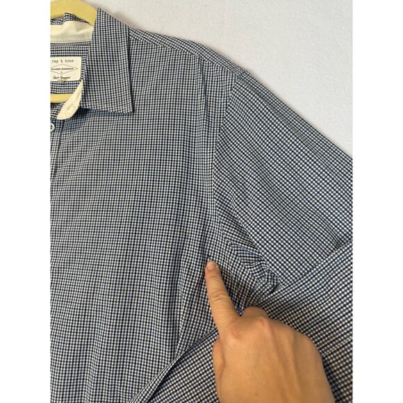 Rag & Bone Tailored Workwear Shirt L Blue Checkered 100% Cotton Button-Up - Picture 7 of 7